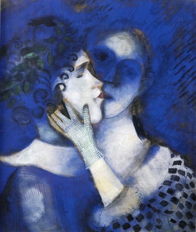 Blue Lovers painting - Marc Chagall Blue Lovers art painting